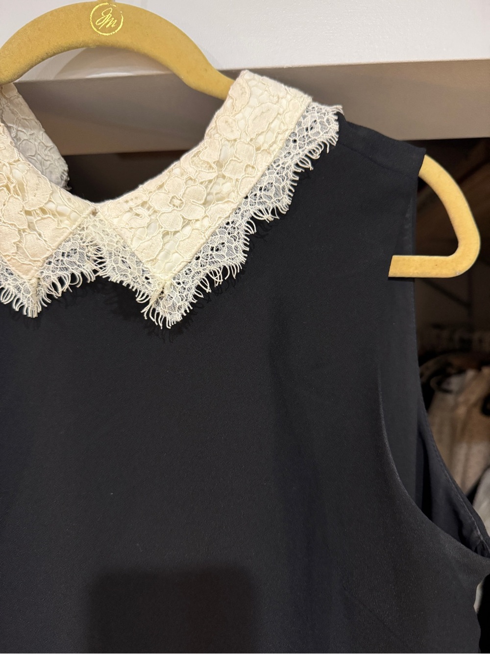 Nanette Lepore Black Mini Dress with Cream Lace Collar and Pleated Hem - Picture 6 of 8
